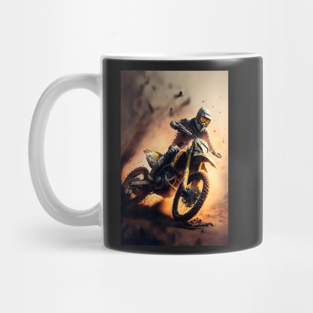 Fast Dirt bike rider on mars W/ mud CGI style by KoolArtDistrict